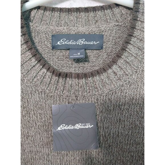 Eddie Bauer Sweater Mens Medium Brown Crewneck Cotton New - Picture 6 of 8
